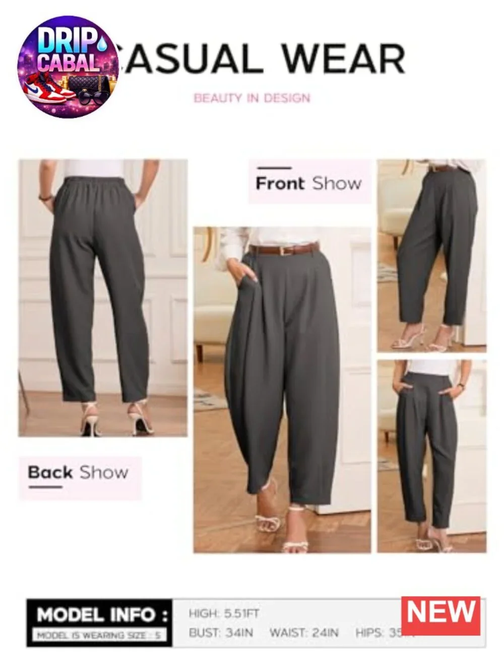 Wide Leg Barrel Pants with Pockets High Waisted Loose Fit Business Casual